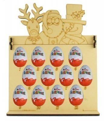 6mm Kinder Eggs Holder 12 Days of Christmas Advent Calendar with Rudolph, Santa & Snowman Topper